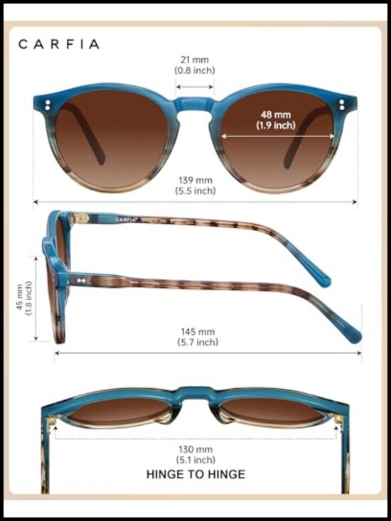 Round Acetate Polarized Sunglasses UV Protection Classic Retro main image 6